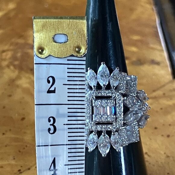 Authentic Moissanite Sterling Silver Cocktail Ring - Picture 7 of 9
